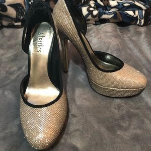 gold stilettos Sexy heels size 6 heels sparkle
